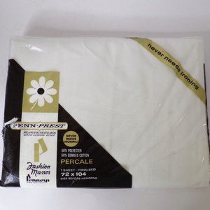 Penn-Prest Vintage Percale Twin Flat Sheet White TSHG0805